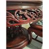 Image 10 : Vintage Chinese Marble Inlaid Solid Rosewood Pedestal Dining Table with 6 Chairs (Heavy)