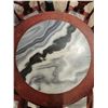 Image 12 : Vintage Chinese Marble Inlaid Solid Rosewood Pedestal Dining Table with 6 Chairs (Heavy)