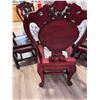 Image 14 : Vintage Chinese Marble Inlaid Solid Rosewood Pedestal Dining Table with 6 Chairs (Heavy)