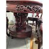 Image 3 : Vintage Chinese Marble Inlaid Solid Rosewood Pedestal Dining Table with 6 Chairs (Heavy)