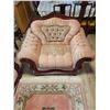 Image 5 : Vintage Tufted Upholstery Couch & Chair with Carved Wood Trim