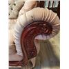 Image 6 : Vintage Tufted Upholstery Couch & Chair with Carved Wood Trim