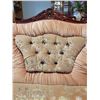 Image 8 : Vintage Tufted Upholstery Couch & Chair with Carved Wood Trim