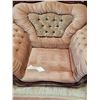 Image 9 : Vintage Tufted Upholstery Couch & Chair with Carved Wood Trim