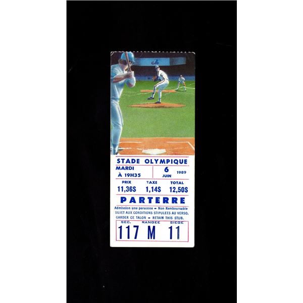 1989 Montreal Expos vs St Louis Cardinals ticket stub