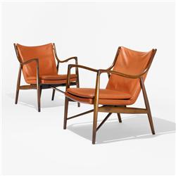 Finn Juhl armchairs model NV 45, pair