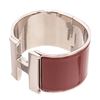 Image 6 : Hermes Silver Brown Clic Clac Wide Bracelet
