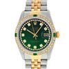 Image 3 : Rolex Mens 2 Tone Green String Diamond & Emerald Datejust Wristwatch