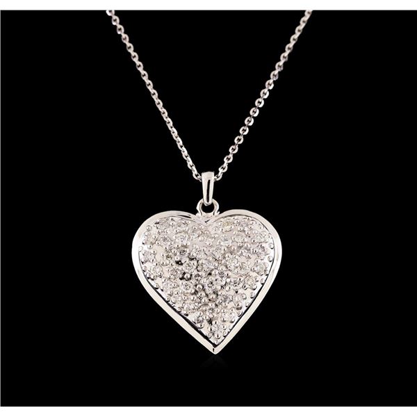 14KT White Gold 1.29 ctw Diamond Heart Pendant With Chain