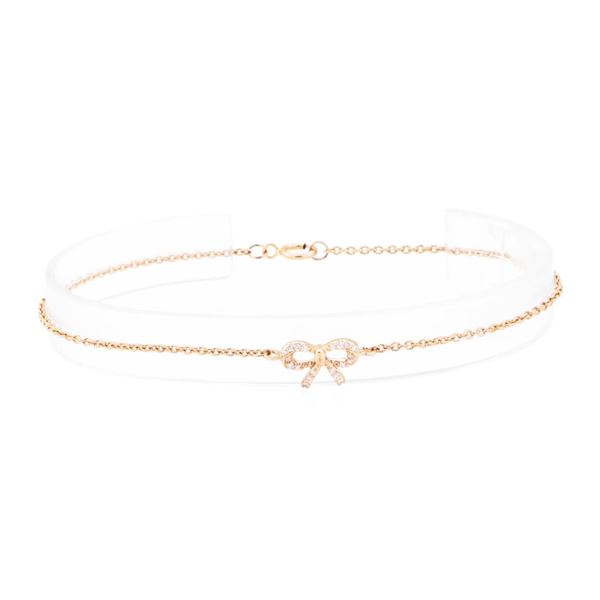 0.10 ctw Diamond Bow-Motif Bracelet - 14KT Rose Gold