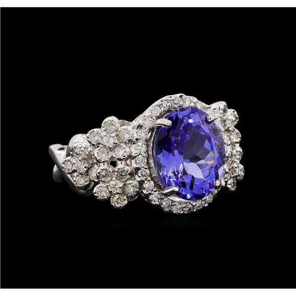 14KT White Gold 4.31 ctw Tanzanite and Diamond Ring