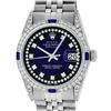 Rolex Mens Stainless Steel Diamond Lugs Blue Vignette & Sapphire Datejust Wristw