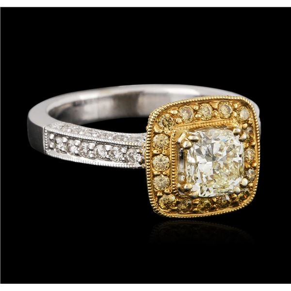 18KT Two-Tone Gold 1.43 ctw Fancy Light Yellow Diamond Ring