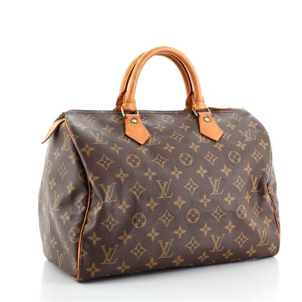 Louis Vuitton Brown Monogram Canvas Leather Speedy 30cm Handbag