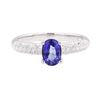 Image 2 : 1.14 ctw Sapphire and Diamond Ring - 18KT White Gold