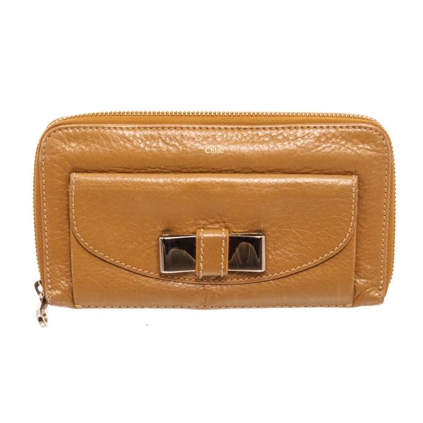 Chloe Brown Leather Lily Zip Wallet