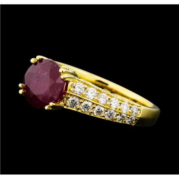 2.54 ctw Ruby And Diamond Ring - 18KT Yellow Gold