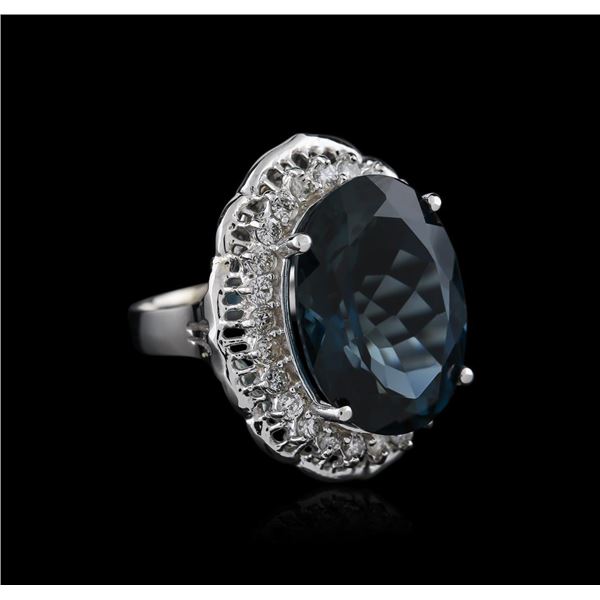 14KT White Gold 20.83 ctw Topaz and Diamond Ring