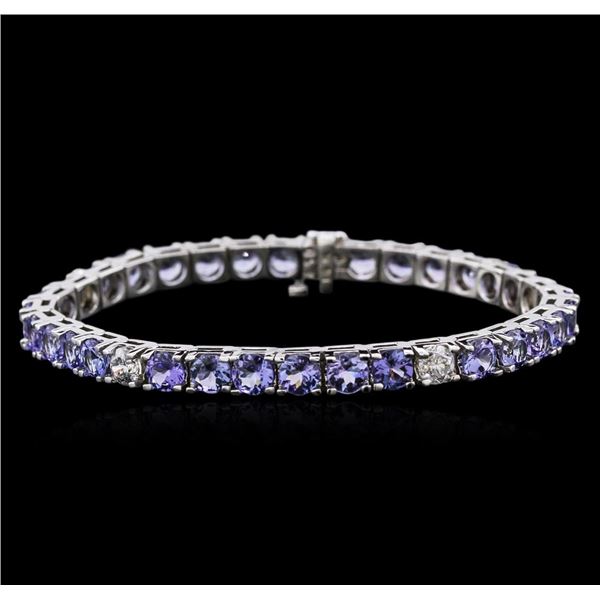 14KT White Gold 13.13 ctw Tanzanite and Diamond Bracelet