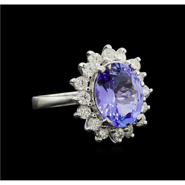 3.58 ctw Tanzanite and Diamond Ring - 14KT White Gold