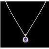 Image 2 : 3.56 ctw Tanzanite and Diamond Pendant With Chain - 14KT White Gold