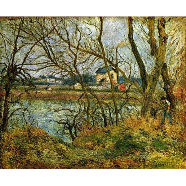 Camille Pissarro - Grey Day on the Banks of the Oise at Pontoise