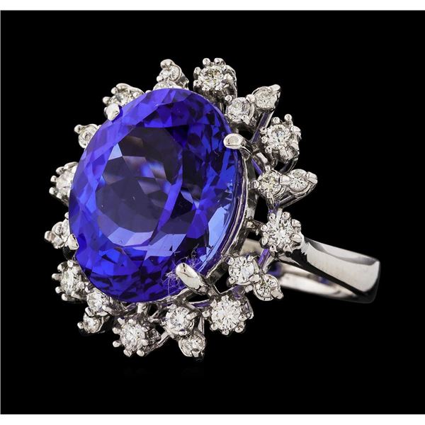 11.09 ctw Tanzanite and Diamond Ring - 14KT White Gold