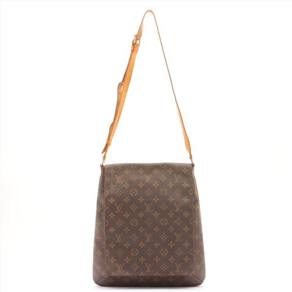 Louis Vuitton Brown Monogram Canvas Leather Musette Salsa Short Strap GM Bag