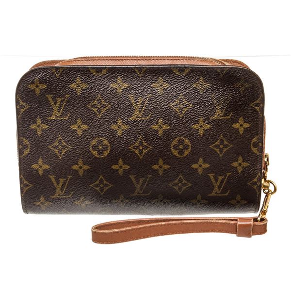 Louis Vuitton Brown Monogram Canvas Orsay Wrist Clutch Bag