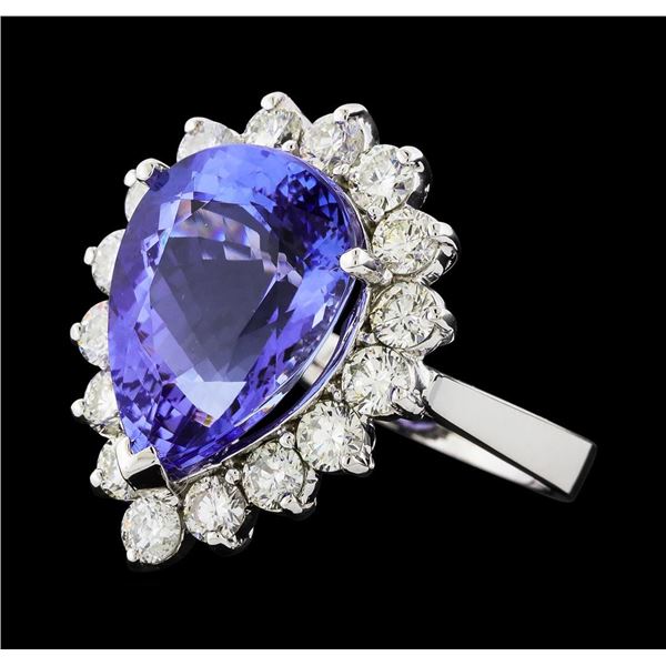 GIA Cert 9.31 ctw Tanzanite and Diamond Ring - 14KT White Gold