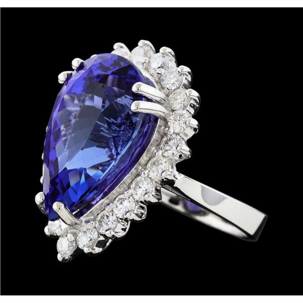 14.11 ctw Tanzanite and Diamond Ring - 14KT White Gold