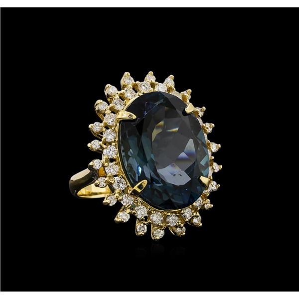 14KT Yellow Gold 22.70 ctw Topaz and Diamond Ring