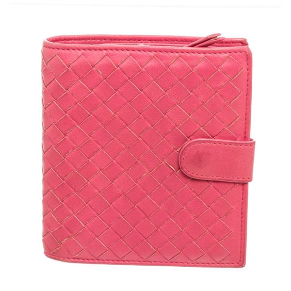 Bottega Venetta Pink Leather Compact Wallet