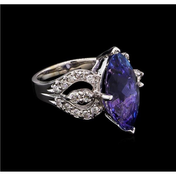 6.70 ctw Tanzanite and Diamond Ring - 14KT White Gold