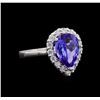 3.02 ctw Tanzanite and Diamond Ring - 14KT White Gold