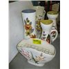 Image 1 : 5 COLORFUL ENGLISH POTTERY VASES, HAND PAINTED
