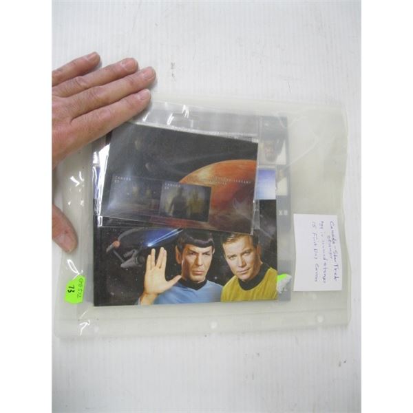 CANADA STAR TREK STAMPS, $39 IN UNUSED STAMPS, 15 FIRST DAY COVERS