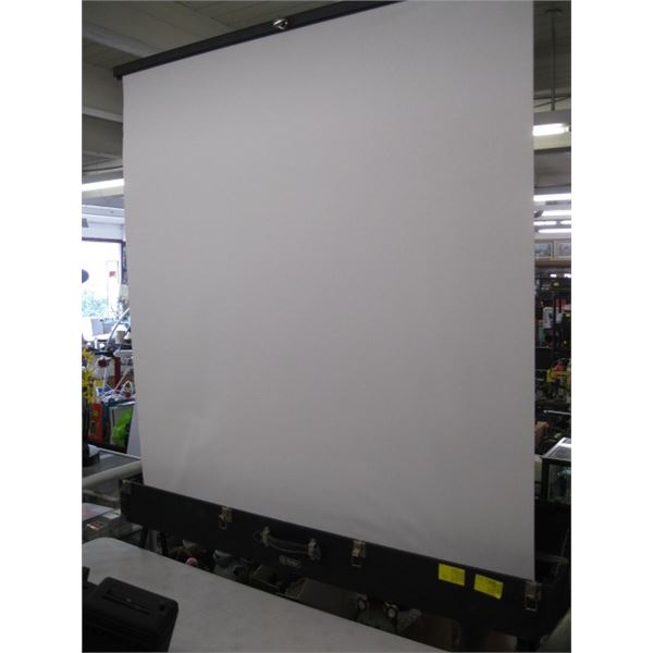 PROJECTOR SCREEN IN WOODEN BOX