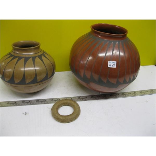 2 DECORATIVE POTTERY VASES