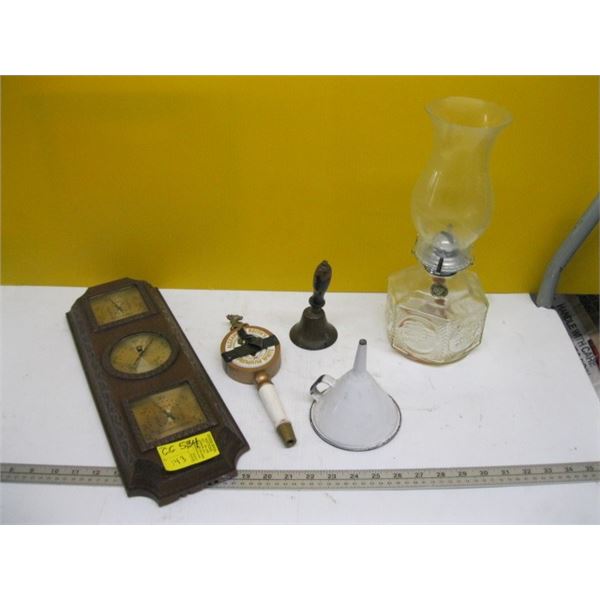 MISC. OIL LAMP, BAROMETER, ETC.