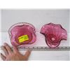 Image 1 : 2 DECORATIVE CRANBERRY GLASS DISHES