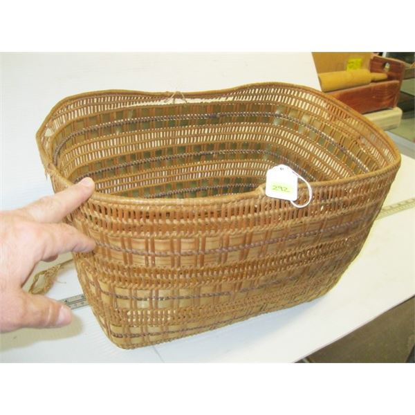 LG. NATIVE CEDAR RIBBON BASKET, APPROX. 18.5"X14"X10"