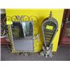 Image 1 : FOLDOUT FIREPLACE SCREEN & A METAL FRAMED MIRROR