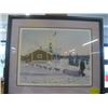 Image 1 : FRAMED NUMBERED PRINT 141/500 "HOME AGAIN" (SLED DOGS & SLED) BY VERN WILL BROWN