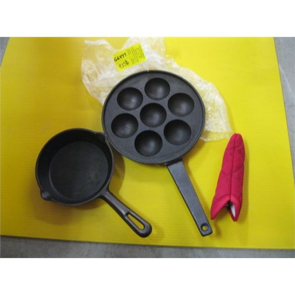 2 CAST IRON PANS