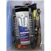 Image 2 : GLASS CONTAINER WITH ASST. TOOLS, MASTERCRAFT SOCKET SET, ETC.