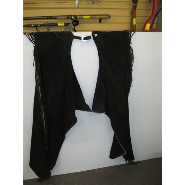 PAIR OF DARK BROWN LEATHER CHAPS