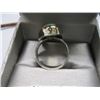 Image 2 : LADIES SILVER (.925) BAND & 14KT GOLD W/LARGE LIGHT GREEN STONE - SZ 9 1/2