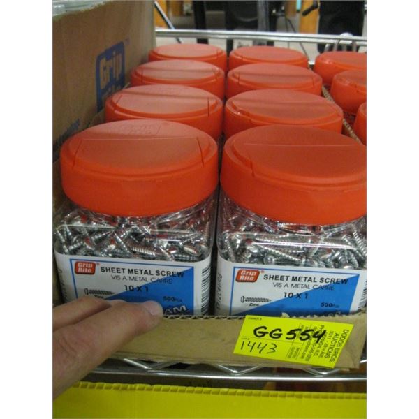 BOX OF 8 CONTAINERS OF 10X1" SHEET METAL SCREWS