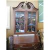 Image 1 : HARDENED DROP FRONT SECRETARIAT DESK WITH LOCKING CABINET & GLASS DOOR BOOKCASE TOP